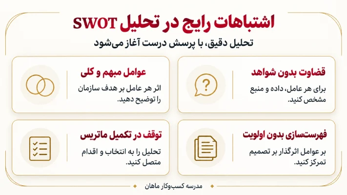 اشتباهات رایج در تحلیل SWOT و راه اصلاح آنها